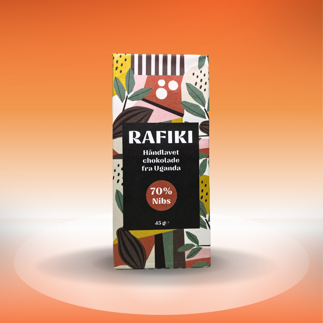 RAFIKI 70% mørk chokolade med kakaonibs 45 g