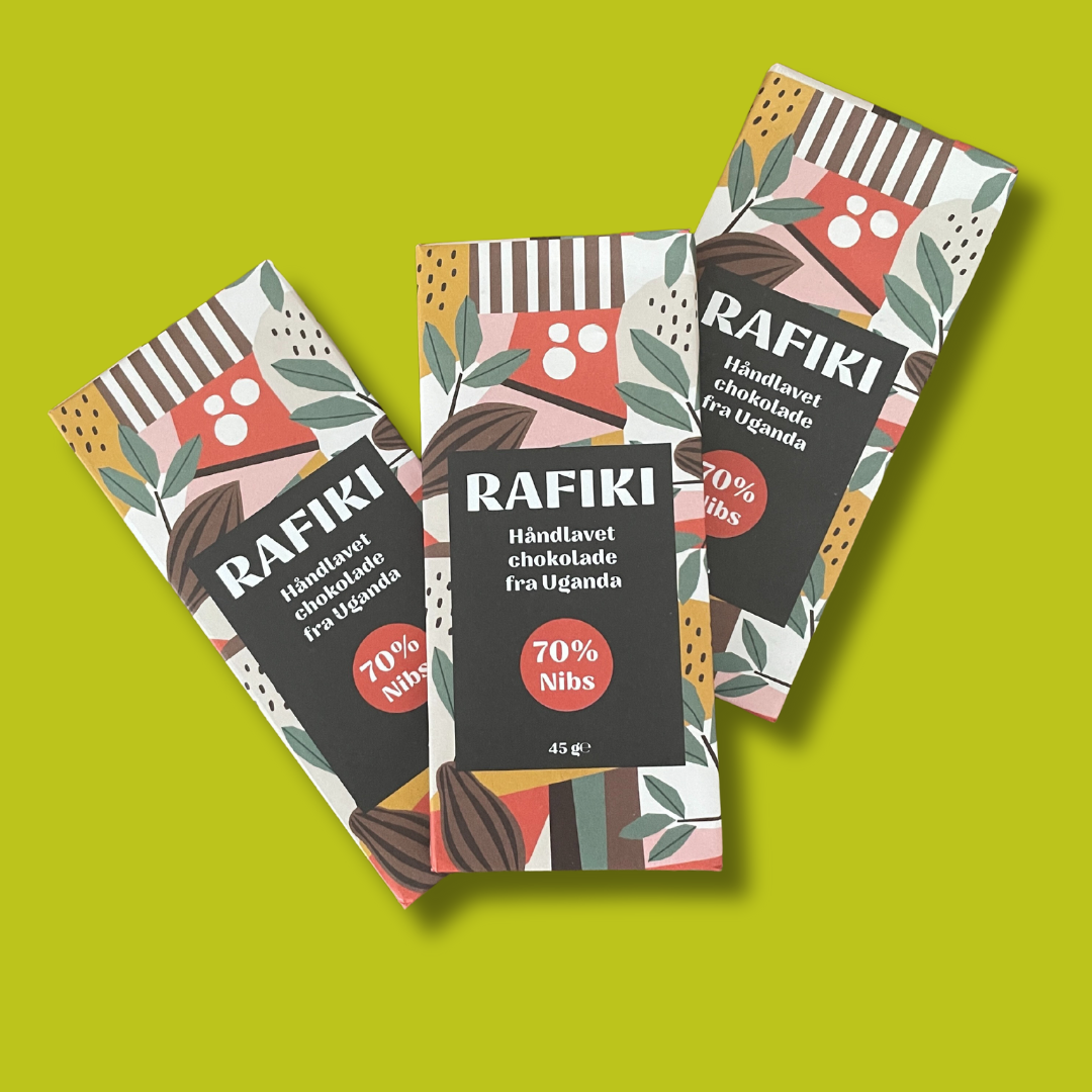 RAFIKI 70% mørk chokolade med kakaonibs 45 g